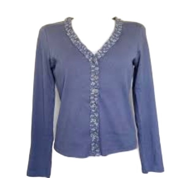 Boden cotton floral trim button up cardigan - Picture 1 of 7